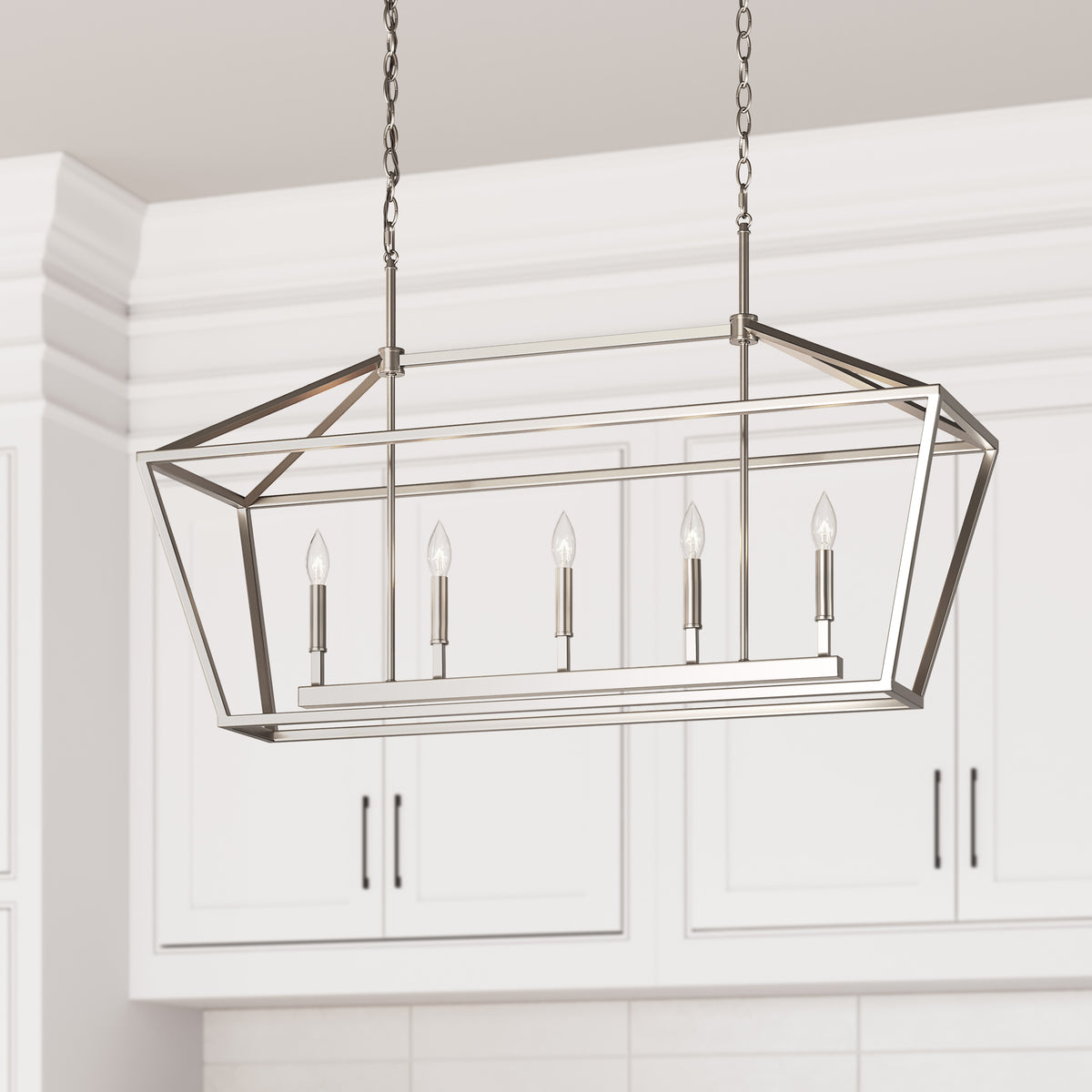 68'' Corona Satin Nickel 5 Light Linear Chandelier