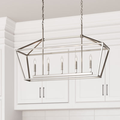 68'' Corona Satin Nickel 5 Light Linear Chandelier