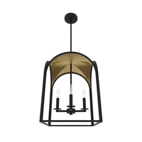 Dukestown 15-inch 4-light Natural Black Iron and Gold Leaf Lantern Pendant