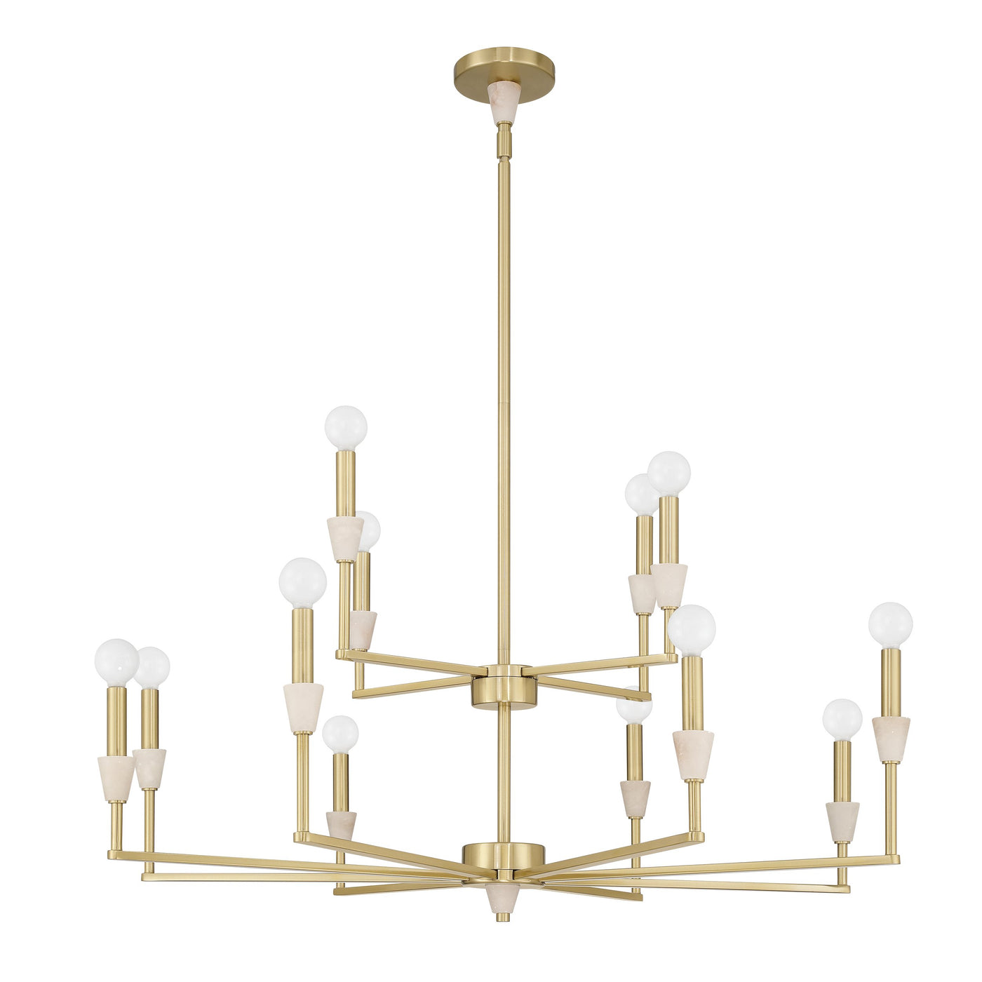 Montclair 38-inch 12-light Brushed Gold and Natural Alabaster Chandelier