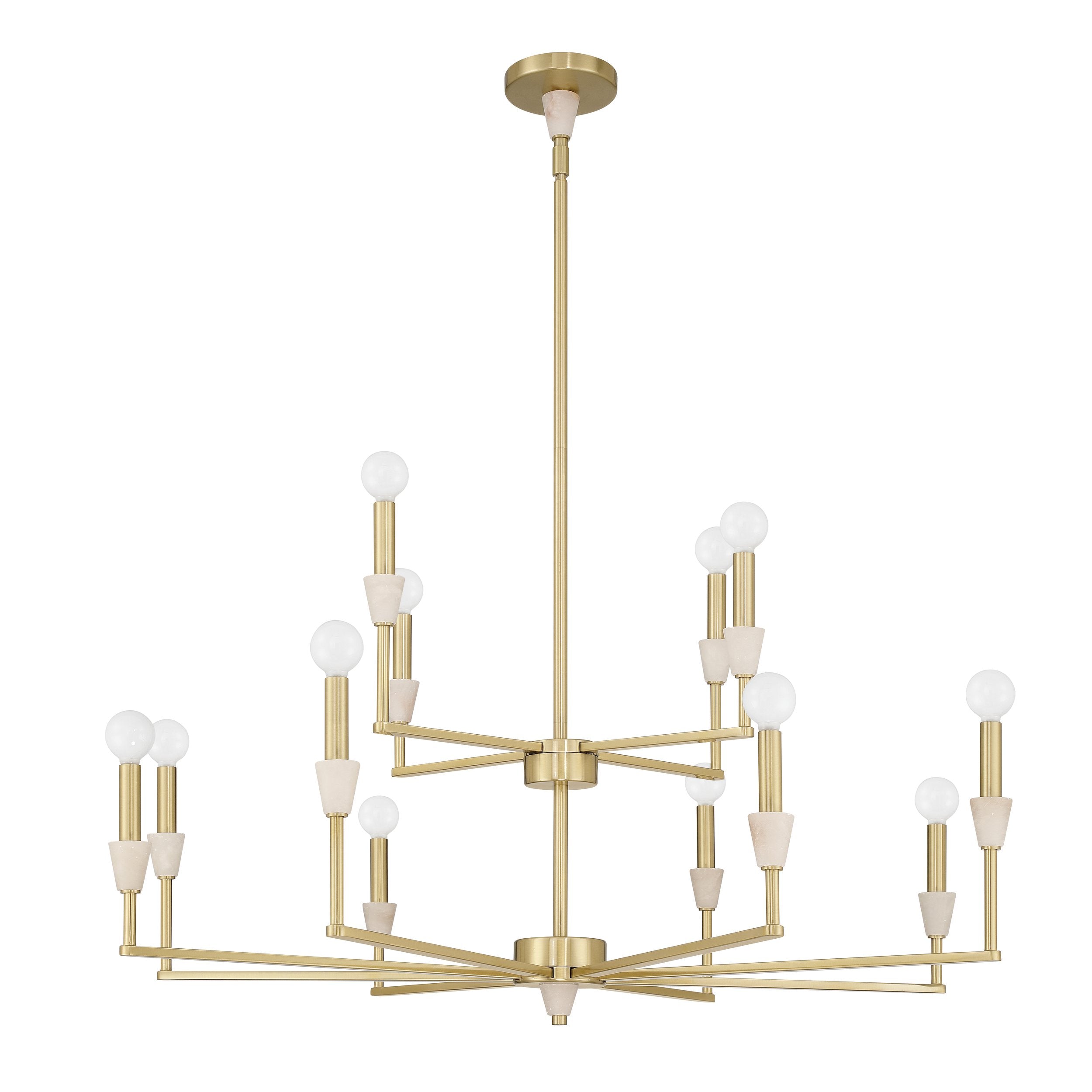 Montclair 38-inch 12-light Brushed Gold and Natural Alabaster Chandelier