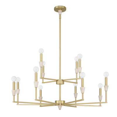 Montclair 38-inch 12-light Brushed Gold and Natural Alabaster Chandelier