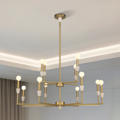 Montclair 38-inch 12-light Brushed Gold and Natural Alabaster Chandelier