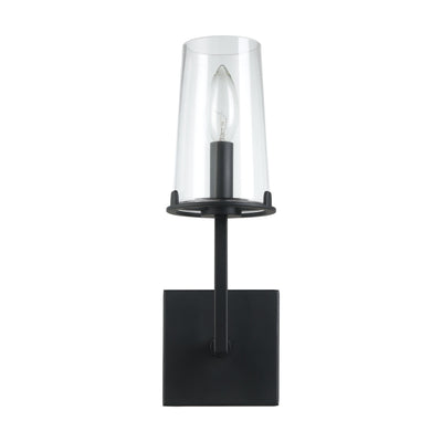 Jared 13-inch 1-light Matte Black Vanity Light with Clear Glass Shade