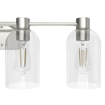 Lochemeade 28.5-inch 4-light Brushed Nickel Vanity Light with Seeded Glass