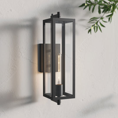 18-inch Messi Textured Black 1-Light Outdoor Wall Sconce