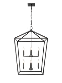 36'' Corona Matte Black 8 Light Pendant