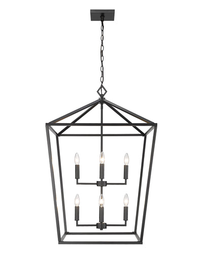36'' Corona Matte Black 8 Light Pendant