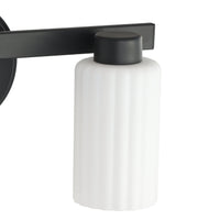 Bedminster 14-inch 2-light Matte Black Vanity Light with Etched Opal Ribbed Glass Shades