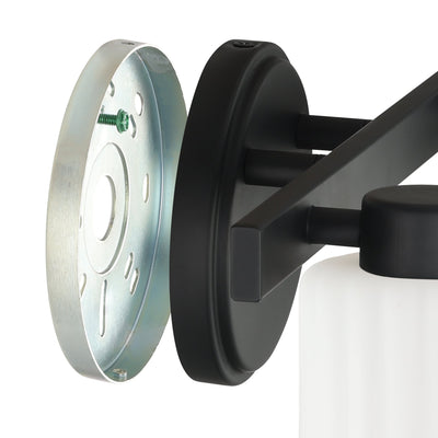 Bedminster 14-inch 2-light Matte Black Vanity Light with Etched Opal Ribbed Glass Shades
