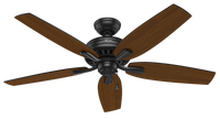52 inch Newsome Matte Black Damp Rated Ceiling Fan and Pull Chain