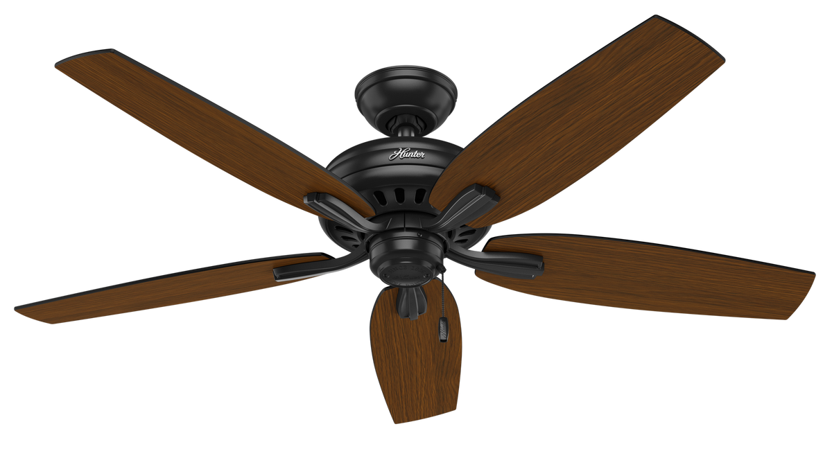 52 inch Newsome Matte Black Damp Rated Ceiling Fan and Pull Chain