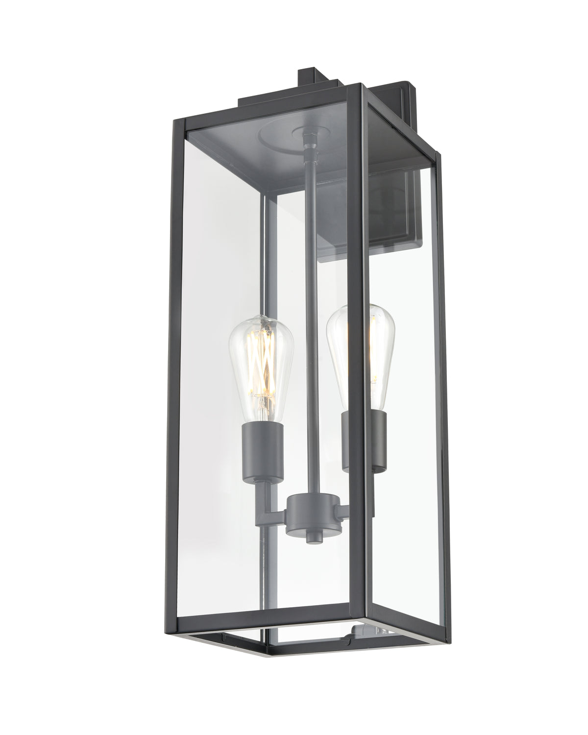 8'' Atless Powder Coated Black 2 Light Lantern