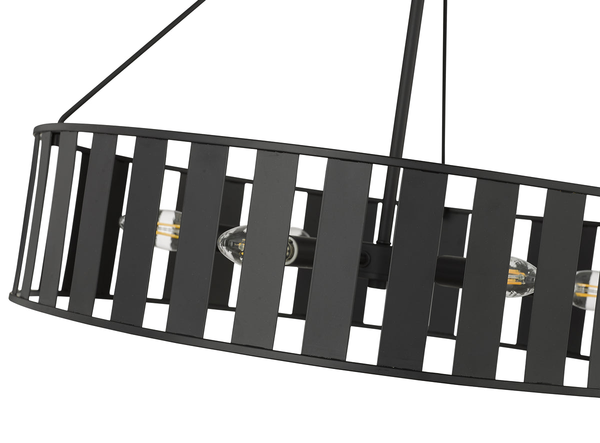 22'' Stella Matte Black 6 Light Chandelier