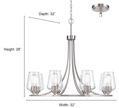 28'' Ashford Matte Black 8 Light Chandelier