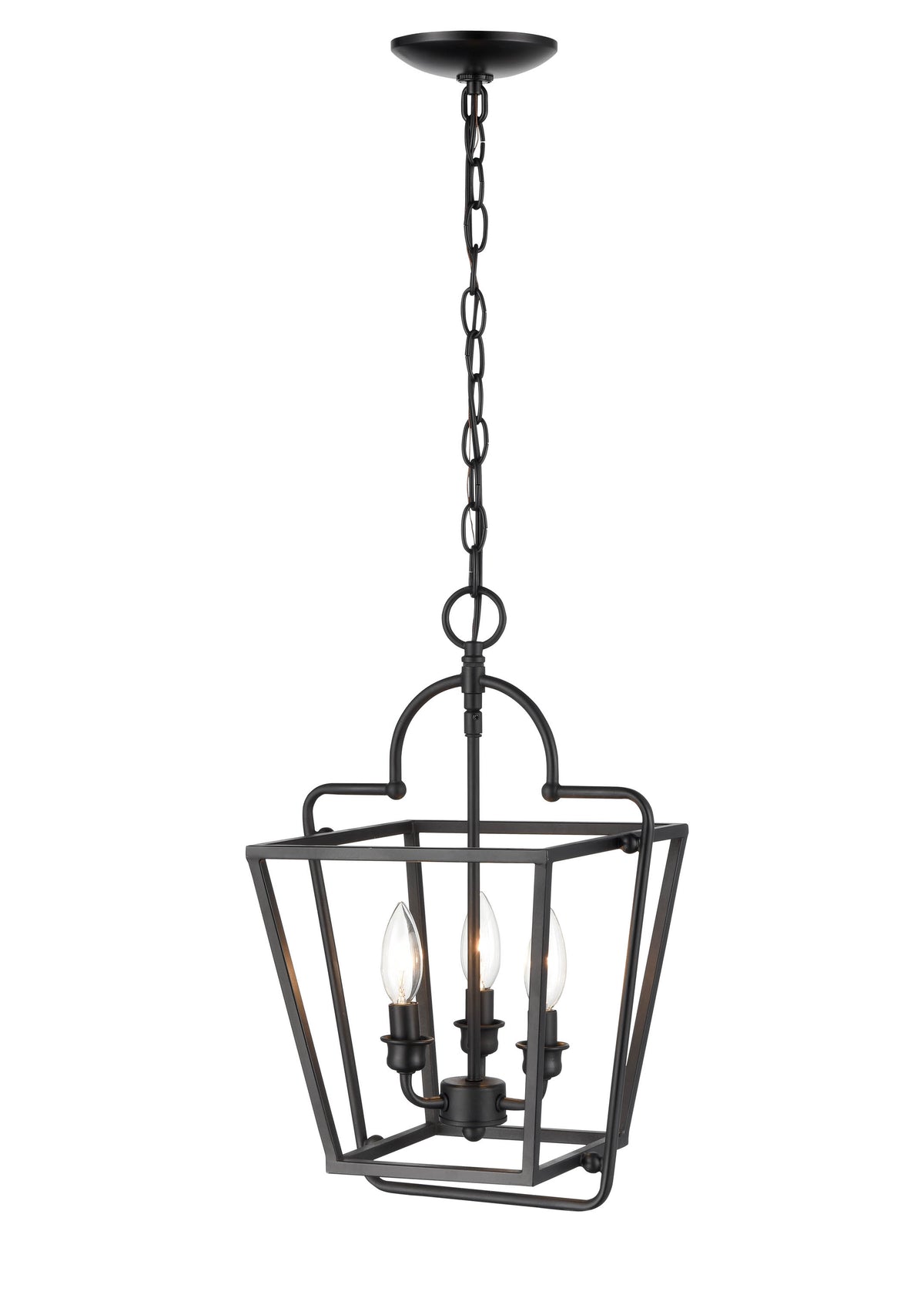 17''  Matte Black 3 Light Pendant