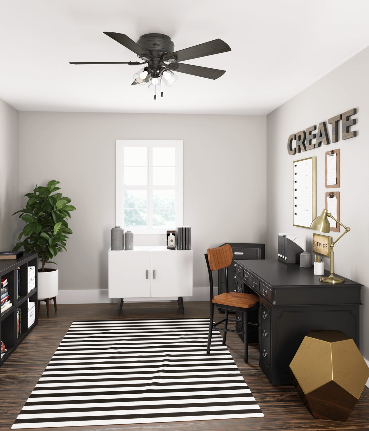 52 inch Crestfield Noble Bronze Low Profile Ceiling Fan with LED Light Kit and Pull Chain