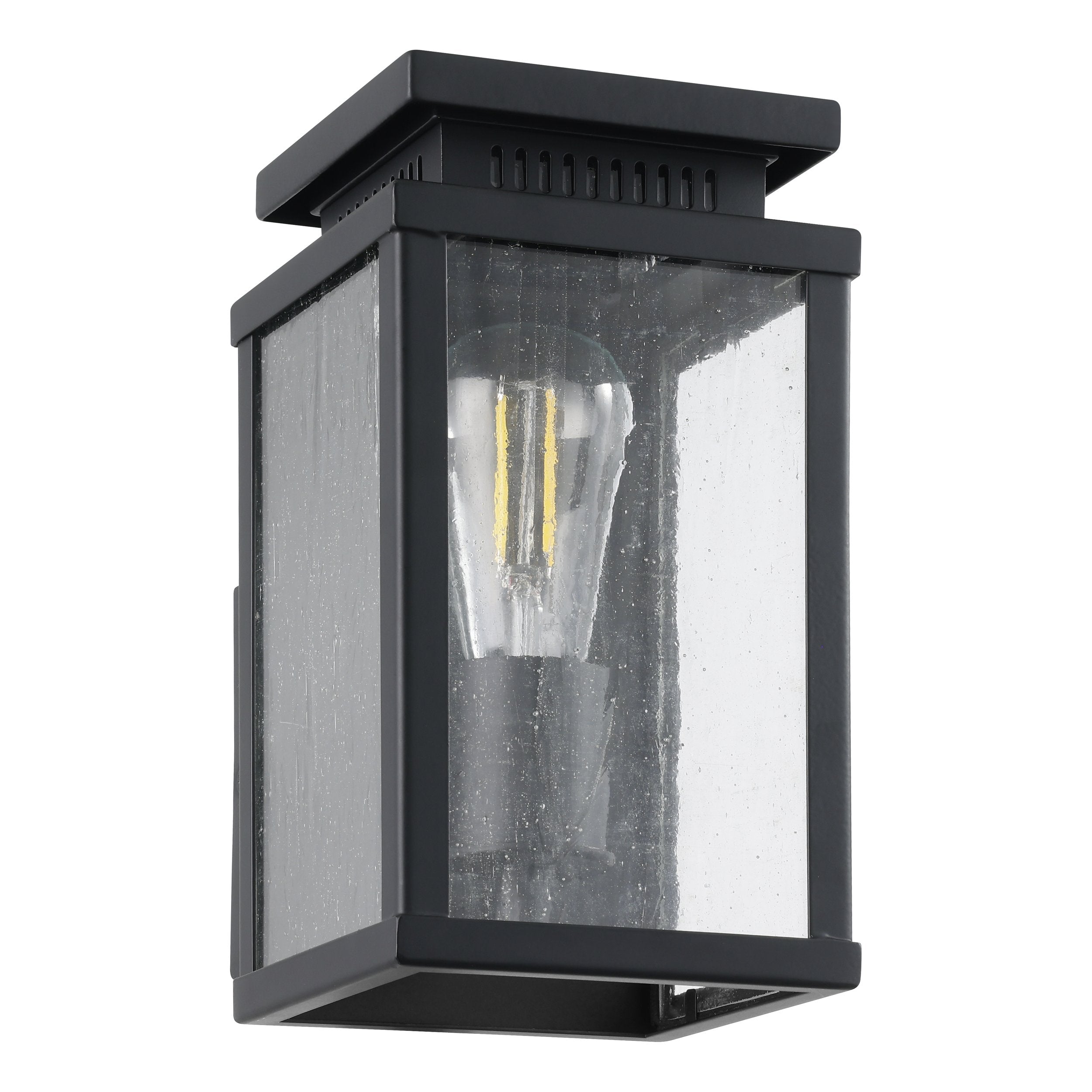 Overton 9-inch 1-light Matte Black Exterior Wall Sconce with Clear Antique Glass