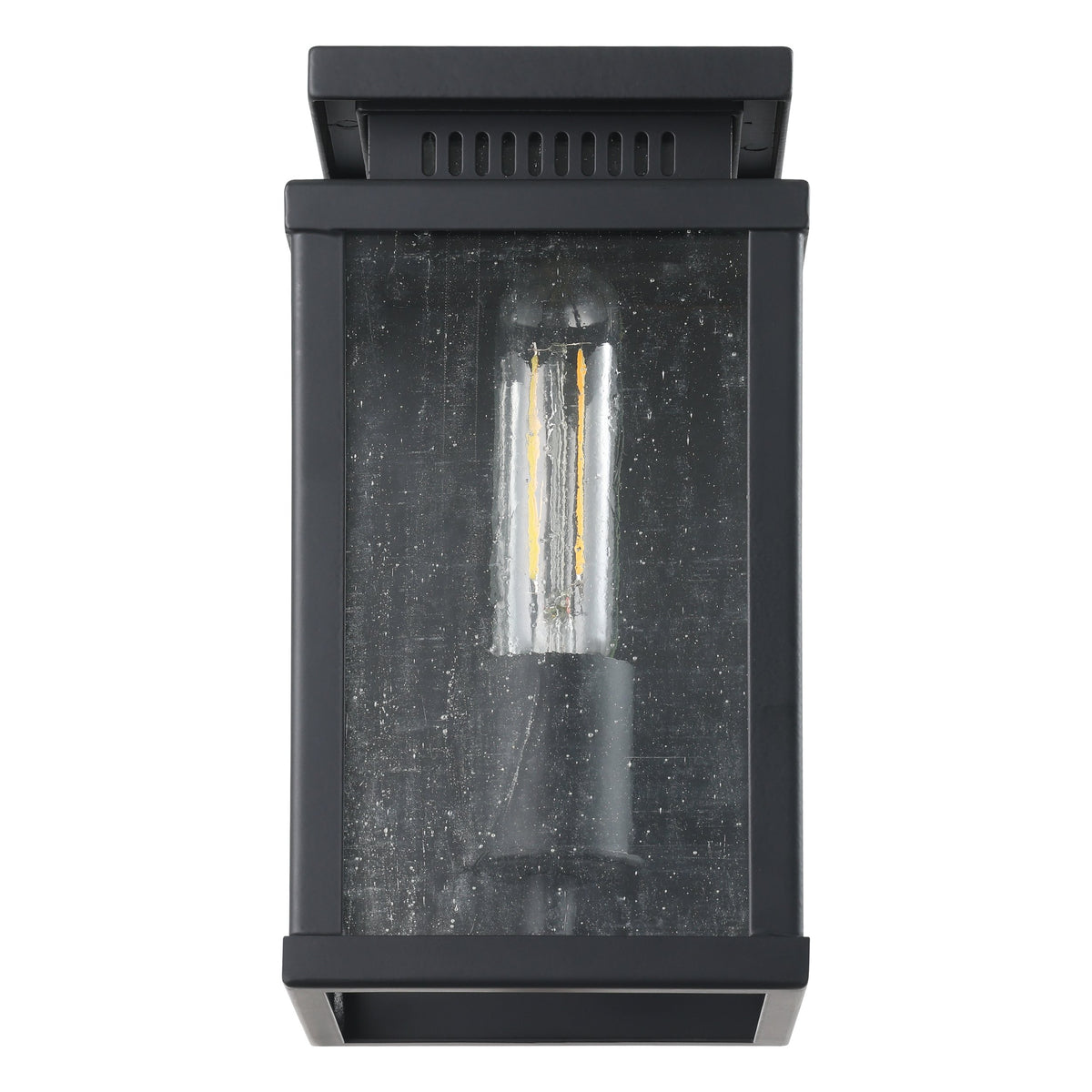 Overton 9-inch 1-light Matte Black Exterior Wall Sconce with Clear Antique Glass