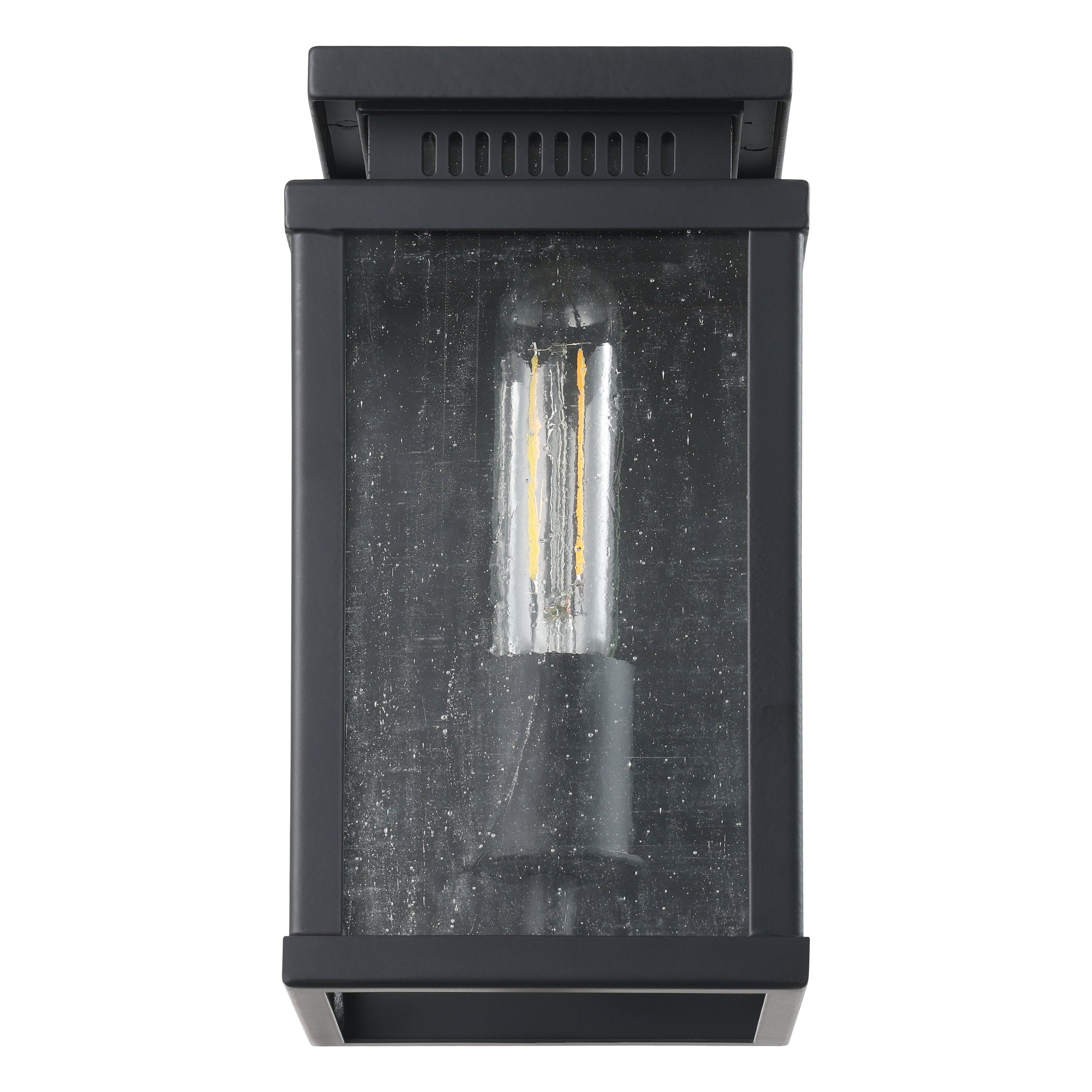Overton 9-inch 1-light Matte Black Exterior Wall Sconce with Clear Antique Glass