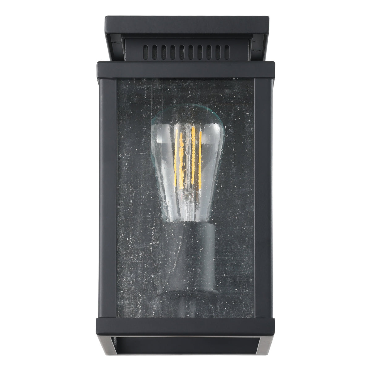 Overton 9-inch 1-light Matte Black Exterior Wall Sconce with Clear Antique Glass