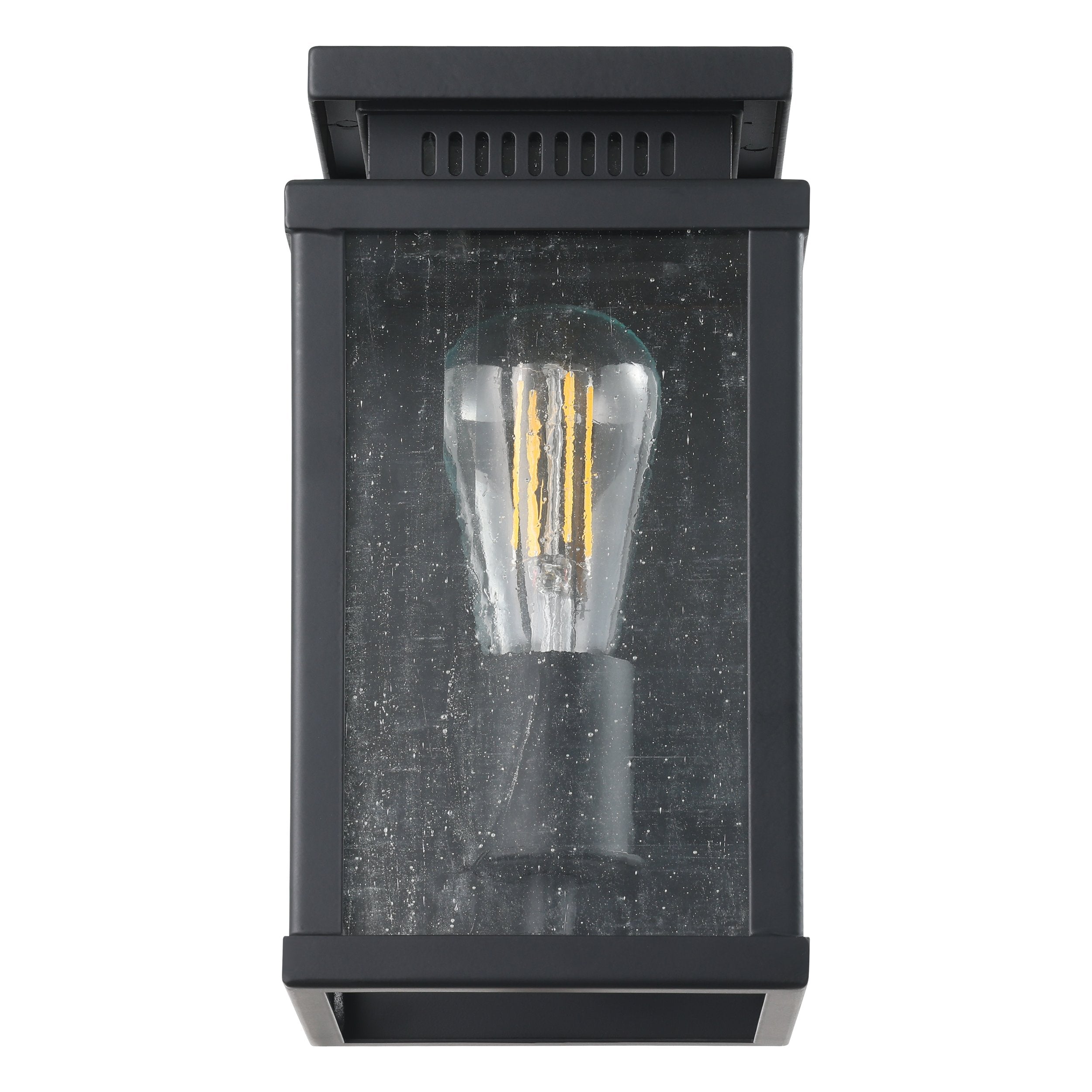 Overton 9-inch 1-light Matte Black Exterior Wall Sconce with Clear Antique Glass