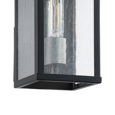 Overton 9-inch 1-light Matte Black Exterior Wall Sconce with Clear Antique Glass