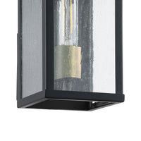 Overton 9-inch 1-light Matte Black Exterior Wall Sconce with Clear Antique Glass