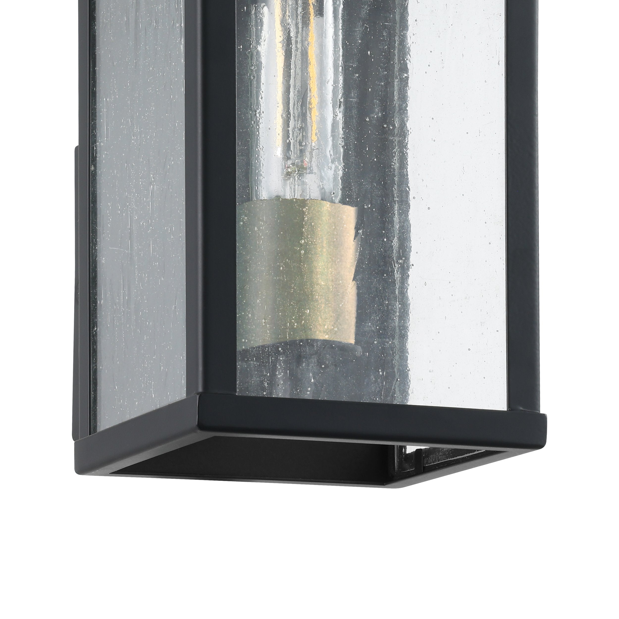 Overton 9-inch 1-light Matte Black Exterior Wall Sconce with Clear Antique Glass