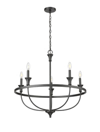 28'' Emery Matte Black 5 Light Chandelier