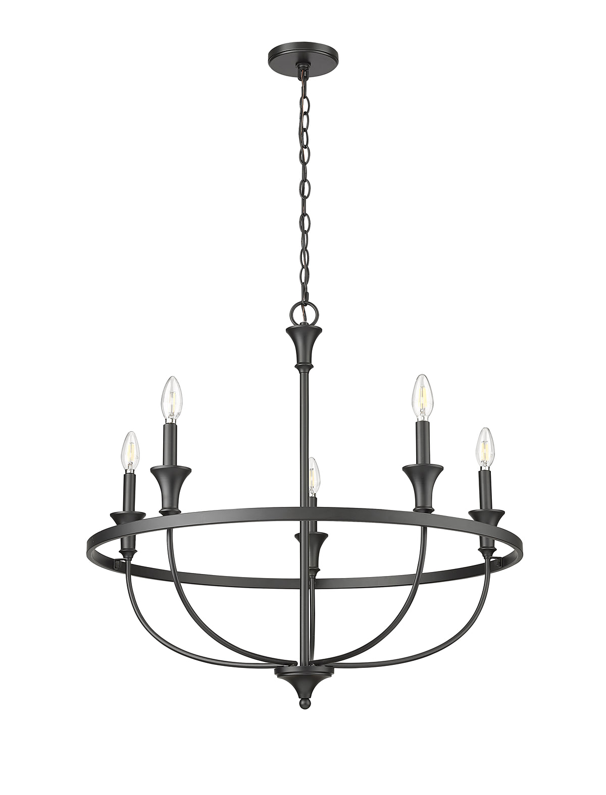 28'' Emery Matte Black 5 Light Chandelier