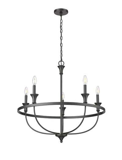 28'' Emery Matte Black 5 Light Chandelier