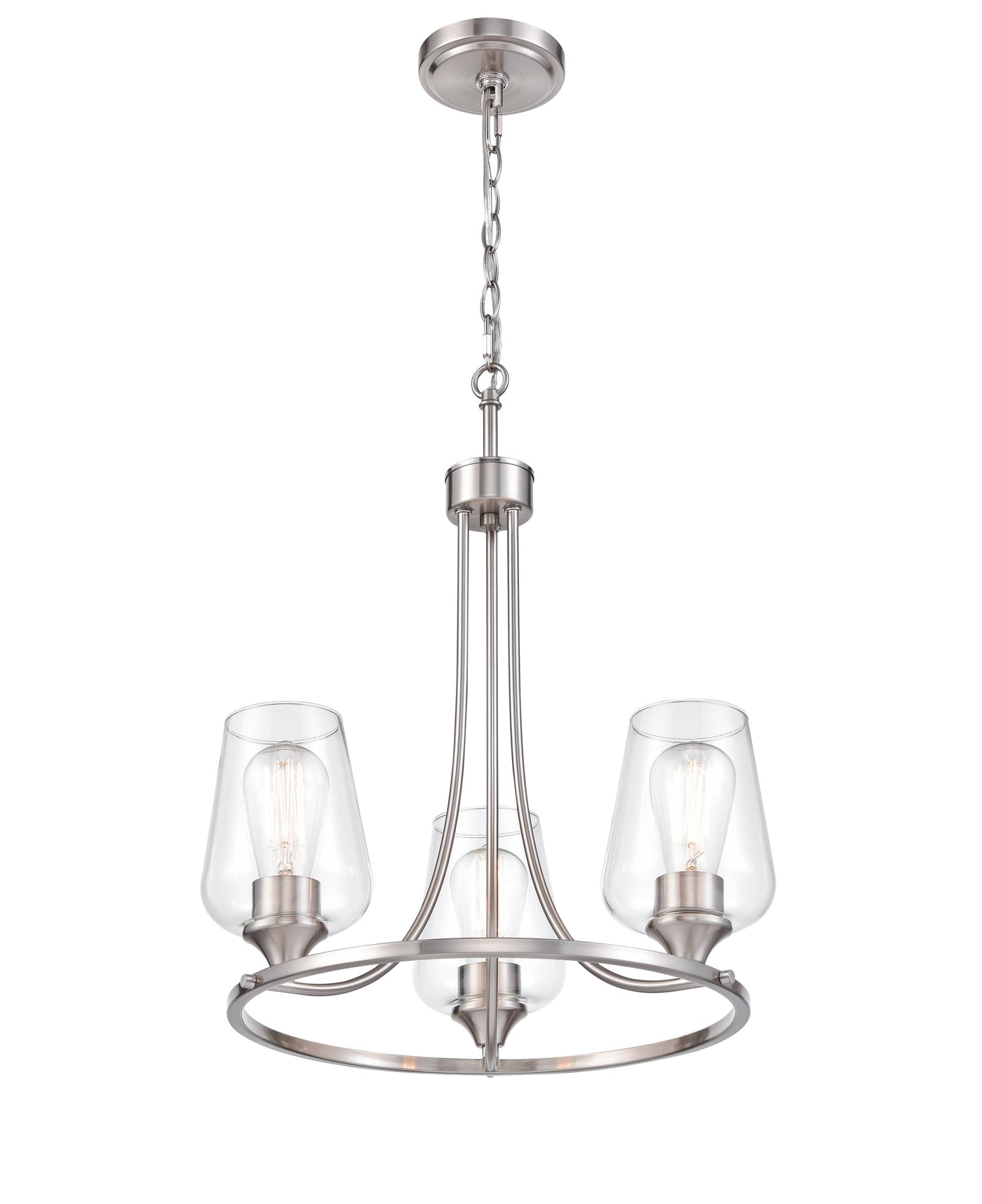19'' Ashford Brushed Nickel 3 Light Chandelier