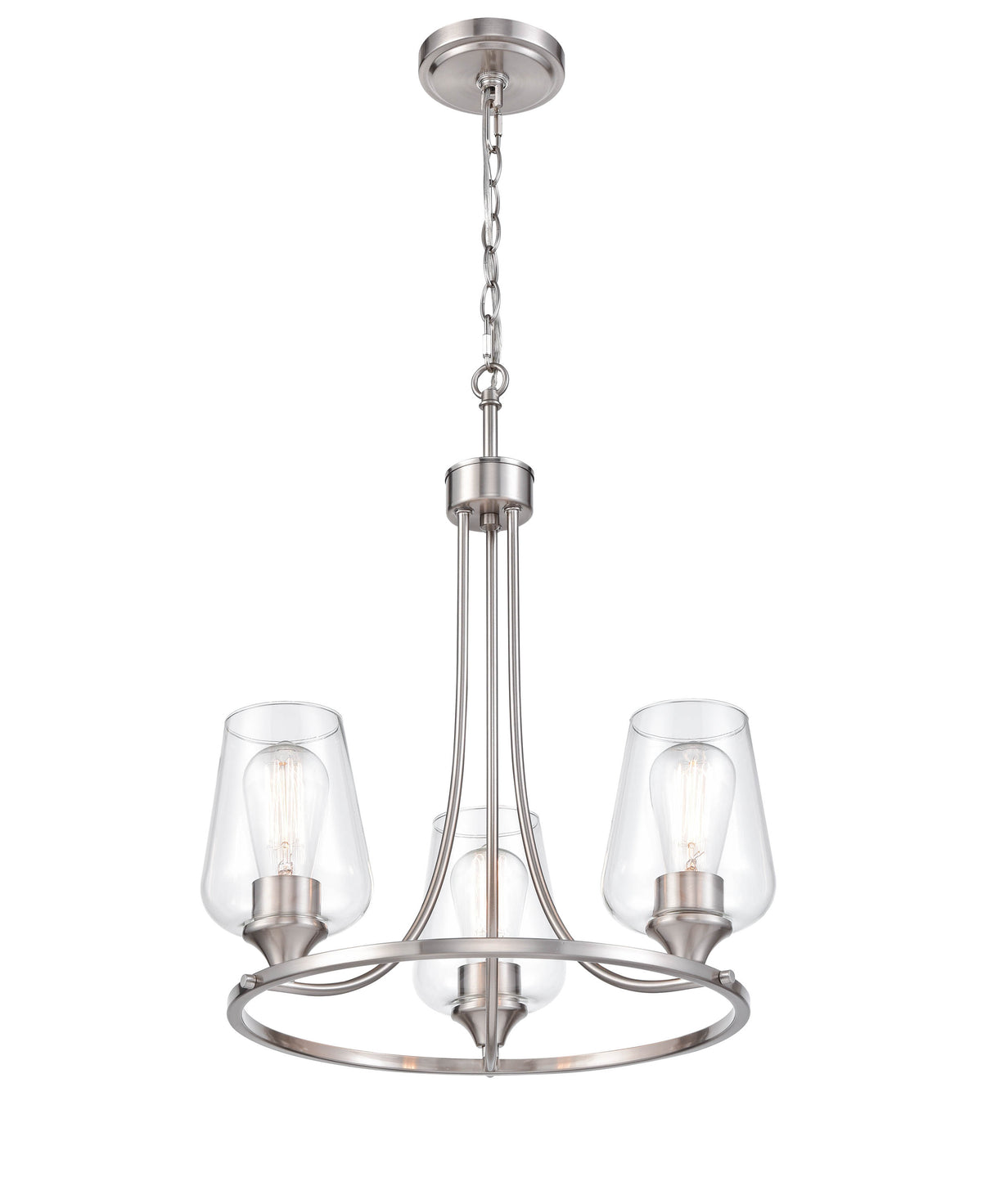 19'' Ashford Brushed Nickel 3 Light Chandelier