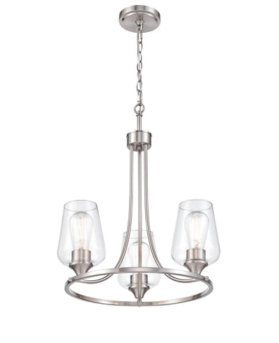 19'' Ashford Brushed Nickel 3 Light Chandelier