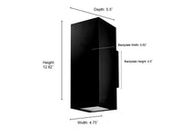 12.62-inch Vegas Powder Coated Black 2-Light Outdoor Wall Sconce