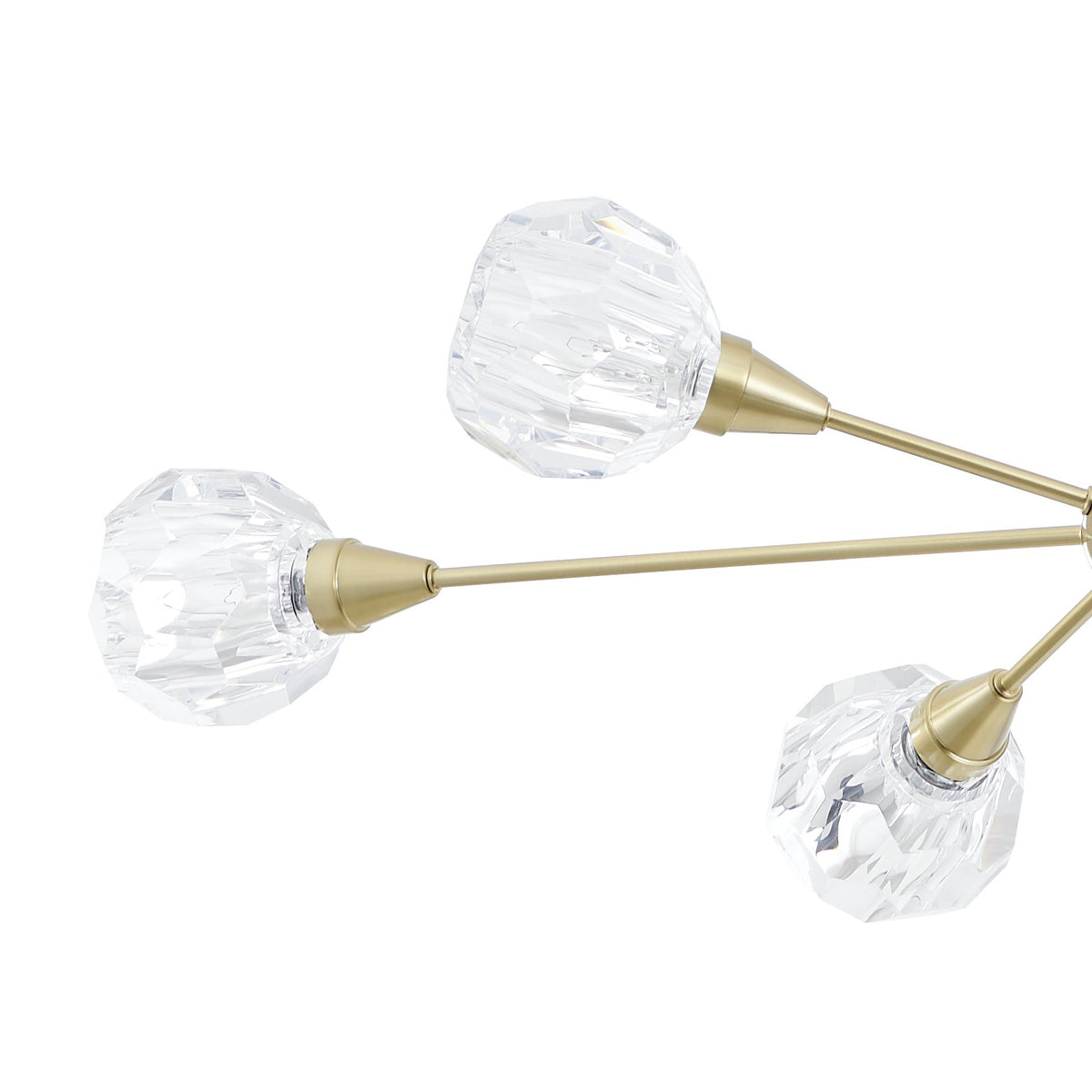 Helena 42-inch 6-light Brushed Gold Chandelier with Clear Acrylic Shades