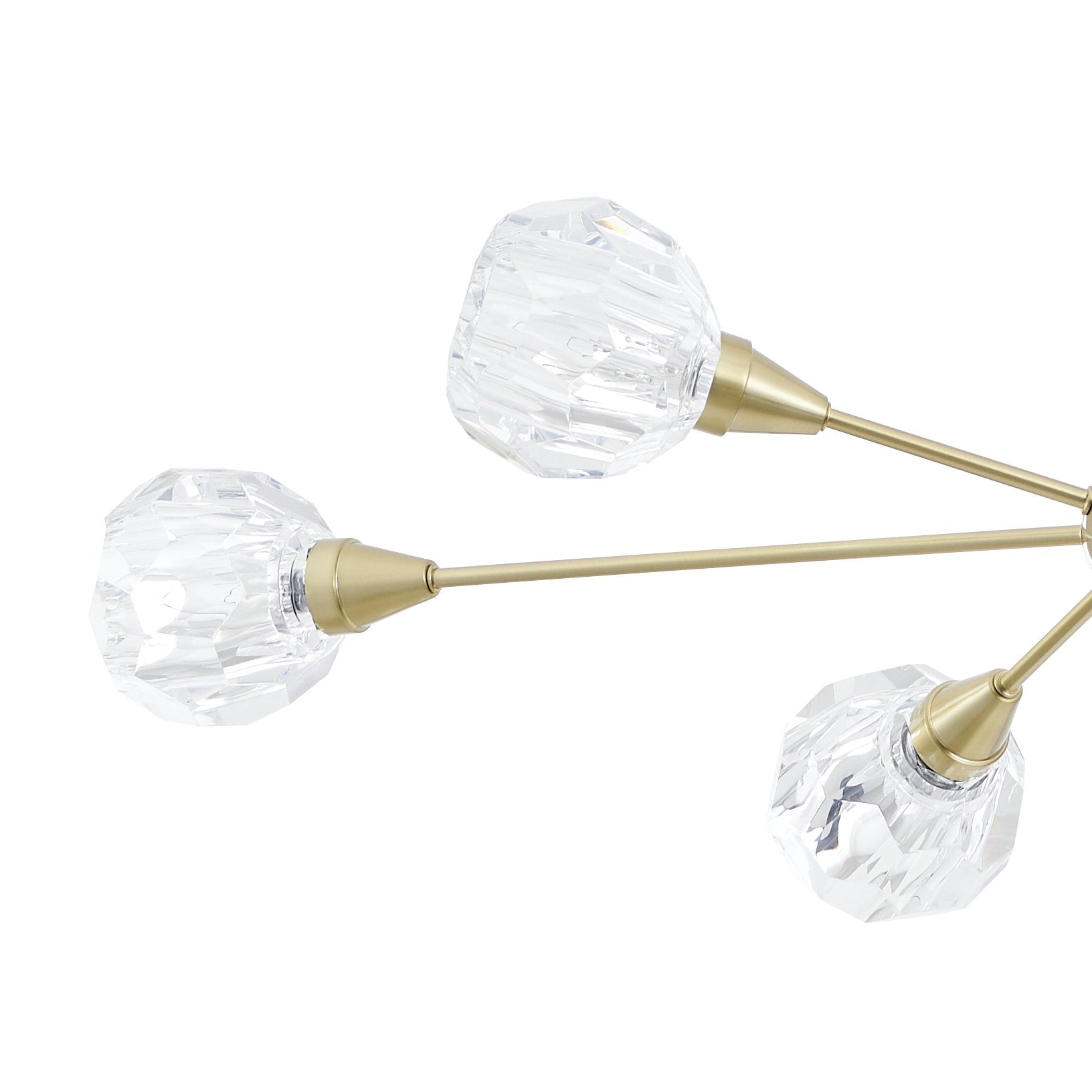 Helena 42-inch 6-light Brushed Gold Chandelier with Clear Acrylic Shades