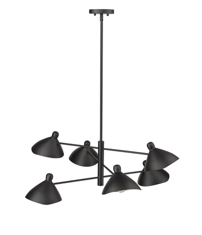 12'' Warhol Matte Black 6 Light Chandelier