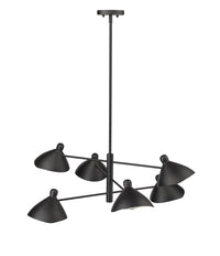 12'' Warhol Matte Black 6 Light Chandelier