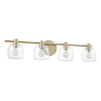 Valentina 30-inch 4-light Champagne Gold Vanity Light with Clear Glass Shades