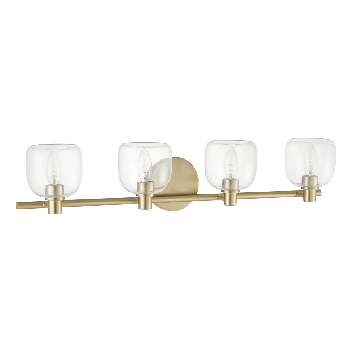 Valentina 30-inch 4-light Champagne Gold Vanity Light with Clear Glass Shades