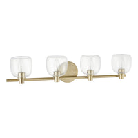 Valentina 30-inch 4-light Champagne Gold Vanity Light with Clear Glass Shades