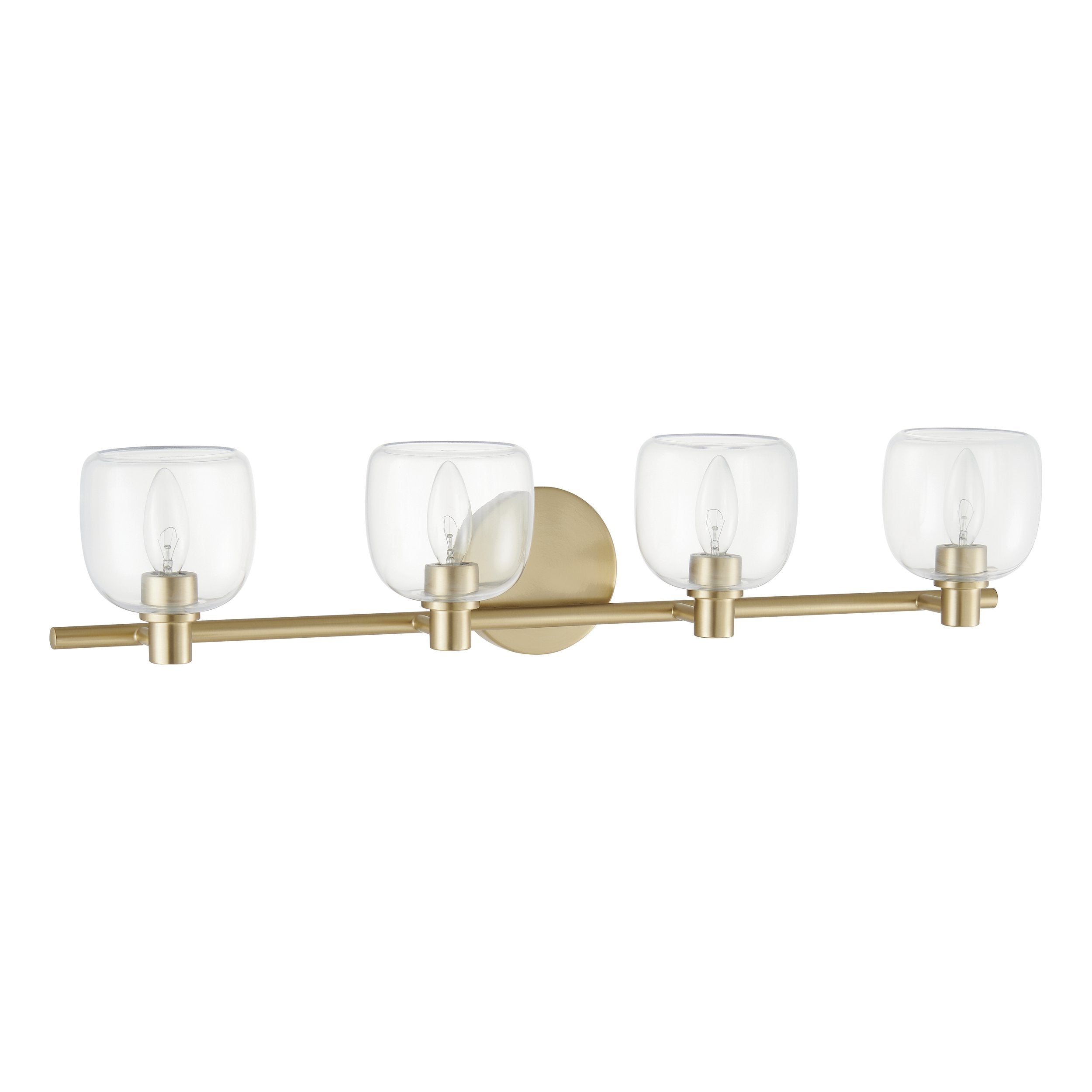 Valentina 30-inch 4-light Champagne Gold Vanity Light with Clear Glass Shades