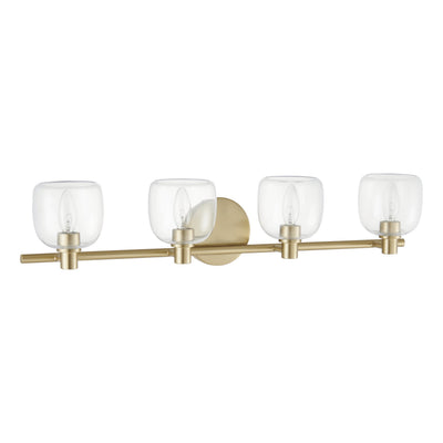 Valentina 30-inch 4-light Champagne Gold Vanity Light with Clear Glass Shades
