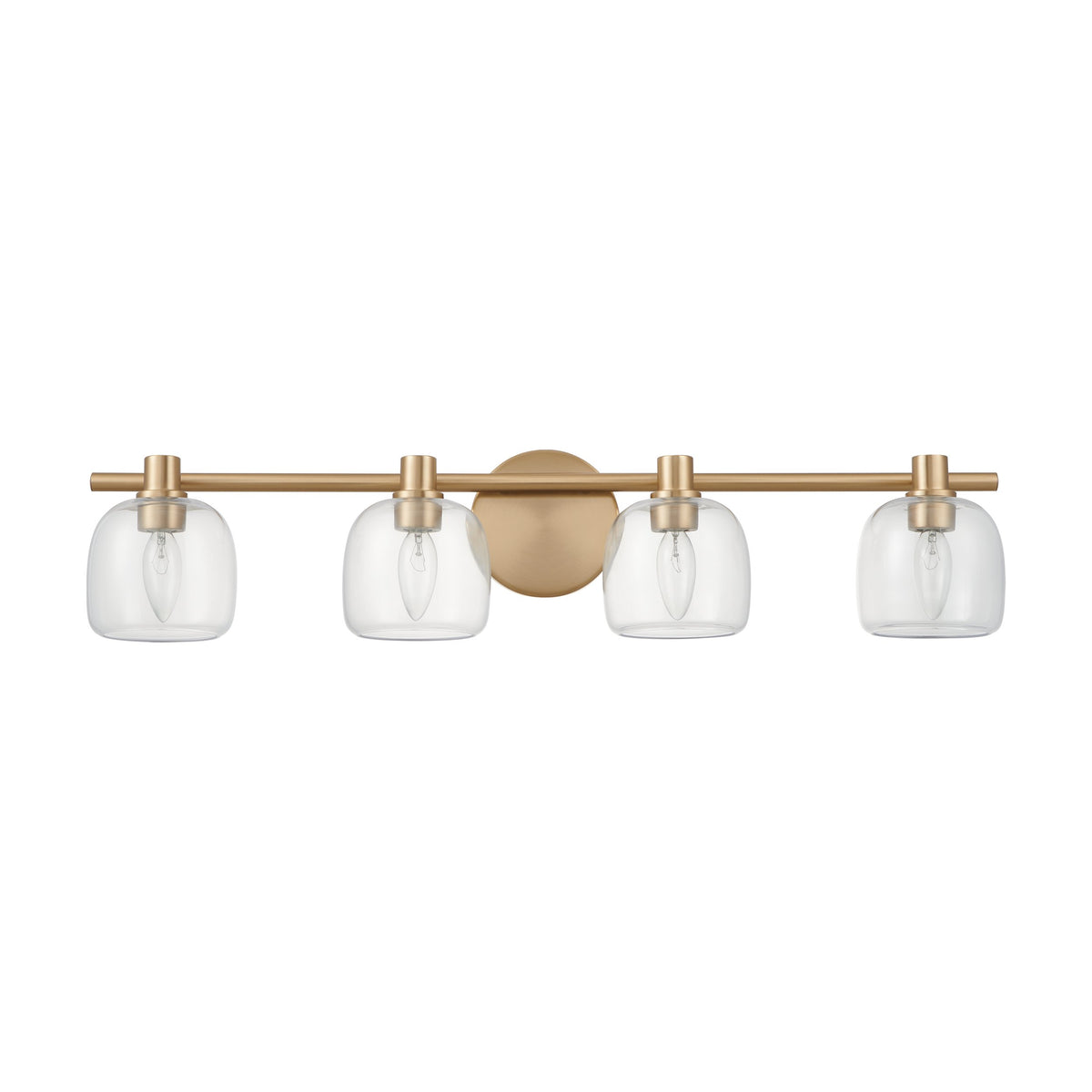 Valentina 30-inch 4-light Champagne Gold Vanity Light with Clear Glass Shades