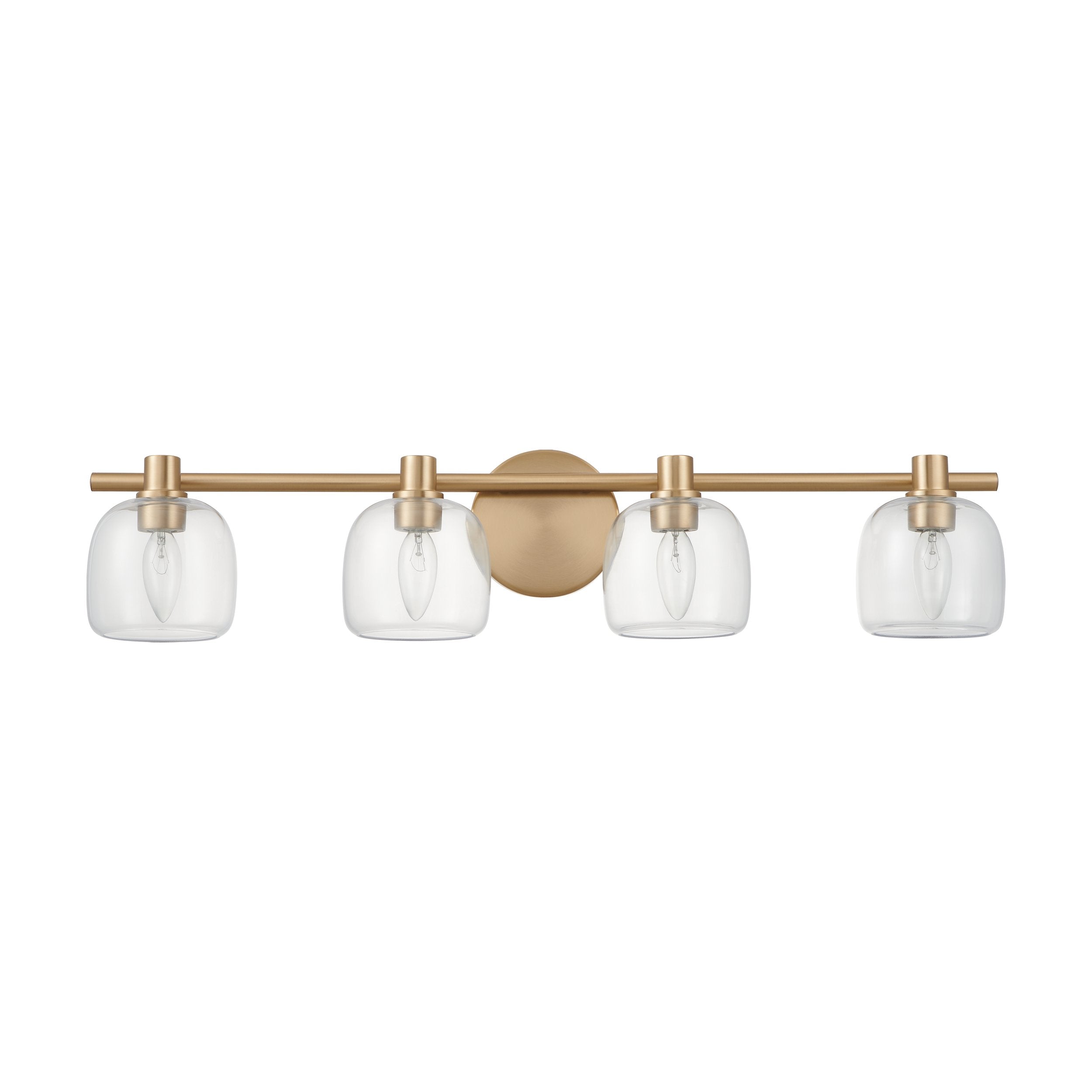 Valentina 30-inch 4-light Champagne Gold Vanity Light with Clear Glass Shades