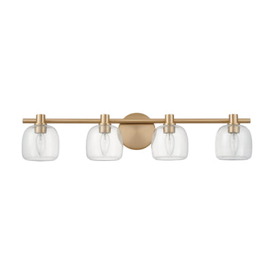 Valentina 30-inch 4-light Champagne Gold Vanity Light with Clear Glass Shades
