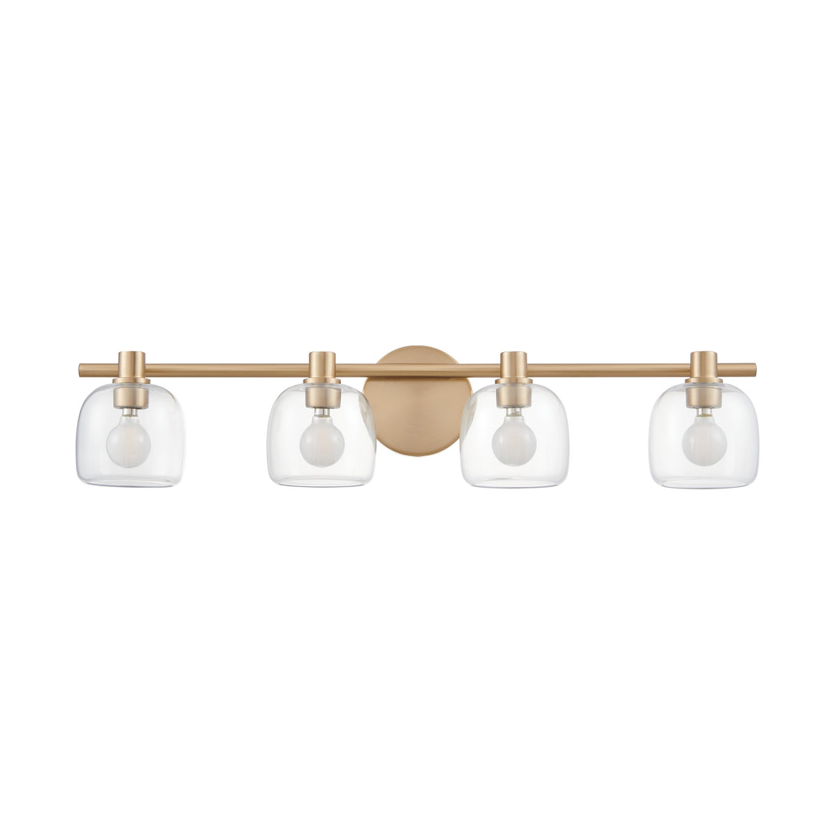 Valentina 30-inch 4-light Champagne Gold Vanity Light with Clear Glass Shades