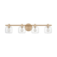 Valentina 30-inch 4-light Champagne Gold Vanity Light with Clear Glass Shades